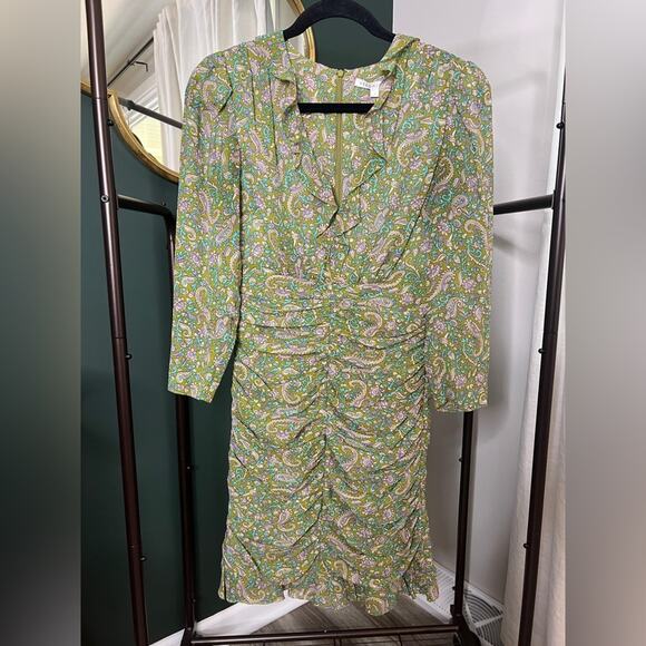 Veronica Beard Shala 100% Silk Green Paisley Mini Dress size 2 - Picture 2 of 5